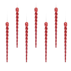 AMS Sparkling Glitter Plastic Icicle Ornaments 30 PCS Twisted Icicles Decoration Christmas Tree and Holiday Xmas Party Hanging 5.1'', Red