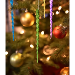 AMS Sparkling Glitter Plastic Icicle Ornaments 30 PCS Twisted Icicles Decoration Christmas Tree and Holiday Xmas Party Hanging 5.1'', Multi Color