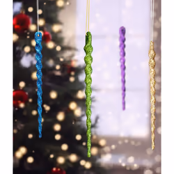 AMS Sparkling Glitter Plastic Icicle Ornaments 30 PCS Twisted Icicles Decoration Christmas Tree and Holiday Xmas Party Hanging 5.1'', Multi Color