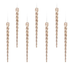 AMS Sparkling Glitter Plastic Icicle Ornaments 30 PCS Twisted Icicles Decoration Christmas Tree and Holiday Xmas Party Hanging 5.1'', Champagne