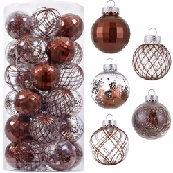 30ct Christmas Ball Ornaments-60mm/2.36" Shatterproof Clear Plastic Xmas Balls Baubles Set with Stuffed Delicate Sparkling, H ...