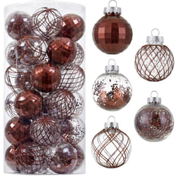30ct Christmas Ball Ornaments-60mm/2.36" Shatterproof Clear Plastic Xmas Balls Baubles Set with Stuffed Delicate Sparkling, Hanging Christmas Tree Dec