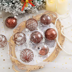 30ct Christmas Ball Ornaments-60mm/2.36" Shatterproof Clear Plastic Xmas Balls Baubles Set with Stuffed Delicate Sparkling, Hanging Christmas Tree Dec