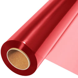 JOYIT Red Cellophane Wrap Roll (200 Ft. Long X 17.5  in. Wide) - 2.5 Mil Thick Transparent Red Cellophane Wrapping Paper  Colored Cellophane Wrap for