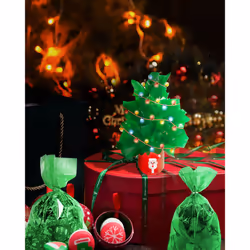 JOYIT Green Cellophane Wrap Roll (200 Ft. Long X 17.5  in. Wide) - 2.5 Mil Thick Transparent Green Cellophane Wrapping Paper  Colored Cellophane Wrap