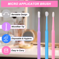 Shintop 300pcs Micro Applicator Brushes  Disposable Eyelash Extension Brushes for Makeup  Oral and Dental (Purple+Blue+Pink)