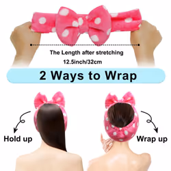 Shintop Sweet Super Soft Caroset Polka Dots Wash Cosmetic Headband Hairlace (Rose Polka dots)