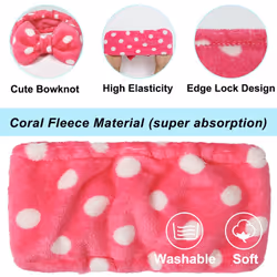 Shintop Sweet Super Soft Caroset Polka Dots Wash Cosmetic Headband Hairlace (Rose Polka dots)