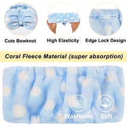 Shintop Sweet Super Soft Caroset Polka Dots Wash Cosmetic Headband Hairlace (Light Blue Polka dots)