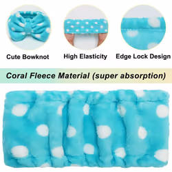 Shintop Sweet Super Soft Caroset Polka Dots Wash Cosmetic Headband Hairlace (Dark Blue Polka Dots)