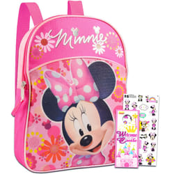 Disney Minnie Mouse 11"" Mini Toddler Pre-School Backpack Bundle with Stickers and More | Minnie Mouse Backpack Set