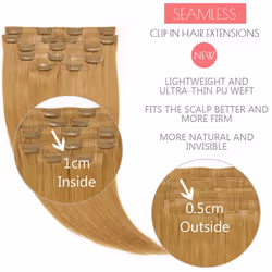 Seamless Hair Extensions Clip in Human Hair Ultra-Thin Tape Weft With Clips Blonde Clip in Hair Extensions New Technology Ultra Invisible Strawberry B