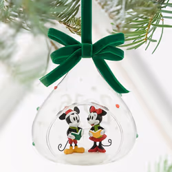 Mickey and Minnie Mouse Glass Sketchbook Ornament - Holiday 2016
