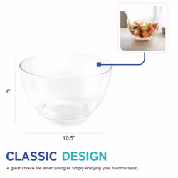 Huang Acrylic Arc Thick Round Bowl - Chips  Salads  Snacks - Party  Kitchen  Holiday Serving