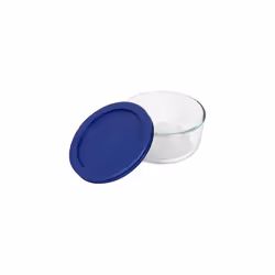 Pyrex Storage 1 Cup Round Dish  Clear with Blue Lid  Pack of 6 Containers