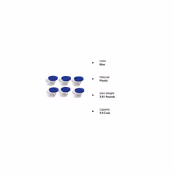Pyrex Storage 1 Cup Round Dish  Clear with Blue Lid  Pack of 6 Containers