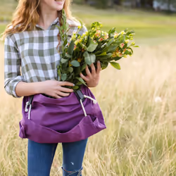 Roo Gardening Apron with Pockets & Harvesting  Picking Pouch - Adjustable  Water-resistant  Washable Canvas Cotton
