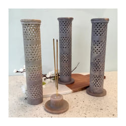 Incense Joss Stick Holder Hand carved Soapstone Tower Ornament Gift India Handcraft