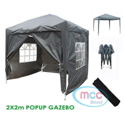 MCC Pop-up Gazebo 2m x 2m With Sides - Grey