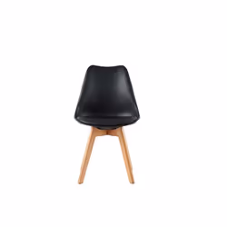 MCC Dining Chairs with Wooden Legs Soft Cushion Pad Stylish DELUXE Retro EVA - Black, 2