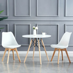 MCC Dining Chairs with Wooden Legs Soft Cushion Pad Stylish DELUXE Retro EVA - White, 2