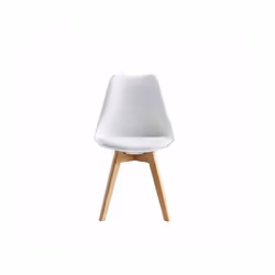MCC Dining Chairs with Wooden Legs Soft Cushion Pad Stylish DELUXE Retro EVA - White, 2