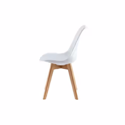 MCC Dining Chairs with Wooden Legs Soft Cushion Pad Stylish DELUXE Retro EVA - White, 2