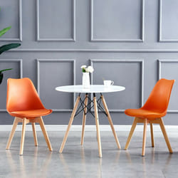 MCC Dining Chairs with Wooden Legs Soft Cushion Pad Stylish DELUXE Retro EVA - Orange, 2