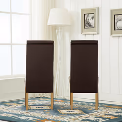 MCC Dining Chairs Set of 2 Faux Leather Dining Chairs Roll Top Scroll High Back home & restaurants - Brown