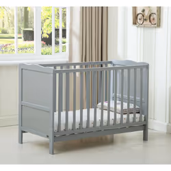 MCCÂ® BABY BED Wooden Baby Cot Bed "Orlando" with Top Changer & Water repellent Mattress - Grey
