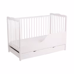 MCC BABY COT BED Brooklyn Baby Cot Crib with Water Repellent Mattress & Wheeled Drawer - White