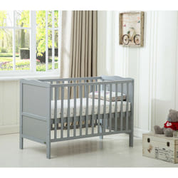 MCCÂ® Wooden Baby Cot Bed "Orlando" & Water repellent Mattress - Grey