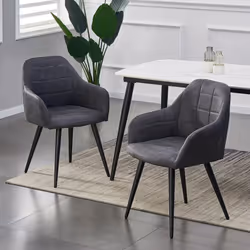MCC Faux Matte Suede Leather Dining Chairs | Accent Chairs home & restaurants, Adrian 2x - Grey