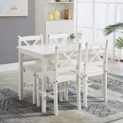5pc MCC Classic Wooden Dining Table Set - White