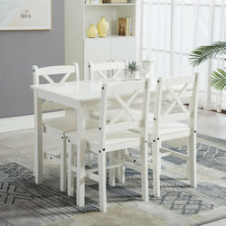 5pc MCC Classic Wooden Dining Table Set - White