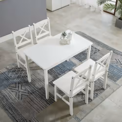 5pc MCC Classic Wooden Dining Table Set - White