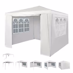 3x3m Joint Gazebo with 4 Side Panels and Clip Party Tent Marquee - White