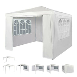 3x3m Joint Gazebo with 4 Side Panels and Clip Party Tent Marquee - White