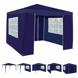 3x3m Joint Gazebo with 4 Side Panels and Clip Party Tent Marquee - Blue