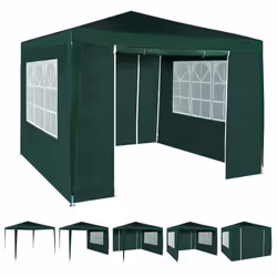3x3m Joint Gazebo with 4 Side Panels and Clip Party Tent Marquee - Green