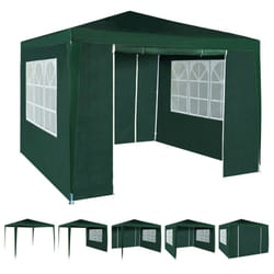 3x3m Joint Gazebo with 4 Side Panels and Clip Party Tent Marquee - Green