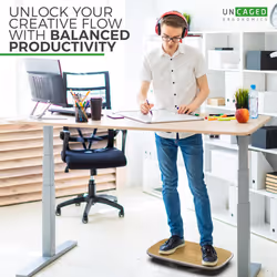 BASE+ Standing Desk Balance Board - Balance Board Standing Desk Safe Easy to Use Non-Distracting Bamboo Aluminum Balance Boards Stay Active