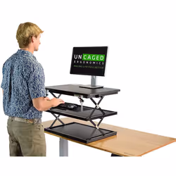 CHANGEdesk 2- Tall Ergonomic Laptop & Desktop Standing Desk Conversion + Height Adjustable Keyboard Tray. Easy Sit to Stand U ...