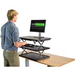 CHANGEdesk 2- Tall Ergonomic Laptop & Desktop Standing Desk Conversion + Height Adjustable Keyboard Tray. Easy Sit to Stand Up Computer Riser