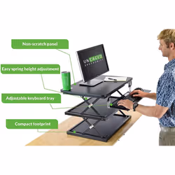 CHANGEdesk 2- Tall Ergonomic Laptop & Desktop Standing Desk Conversion + Height Adjustable Keyboard Tray. Easy Sit to Stand Up Computer Riser