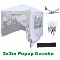 MCC Pop-up Gazebo 2m x 2m With Sides - White