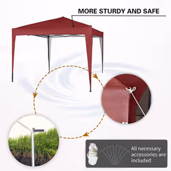 MccÂ® 3x3m Pop-up Gazebo Waterproof Outdoor Garden Marquee Canopy NS - Red