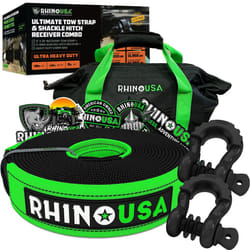 Rhino USA Heavy-Duty Recovery Gear Combos Off-Road Jeep Truck Vehicle Recovery, Best Offroad Towing Accessories - Guaranteed for Life (20' Strap + Sh