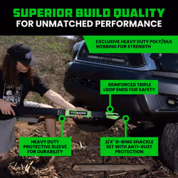 Rhino USA Heavy-Duty Recovery Gear Combos Off-Road Jeep Truck Vehicle Recovery, Best Offroad Towing Accessories - Guaranteed for Life (20' Strap + Sh
