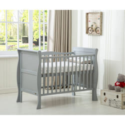 MCCÂ®  BABY BED Solid Wooden Cot bed Savannah Sleigh Cotbed & Water Repellent Mattress - Grey